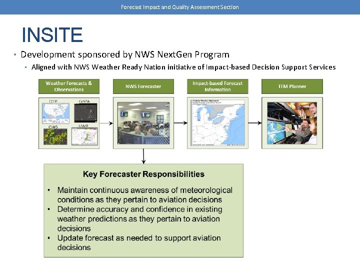 Forecast Impact and Quality Assessment Section INSITE • Development sponsored by NWS Next. Gen