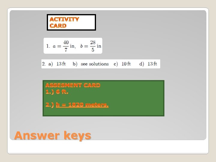 Answer keys 