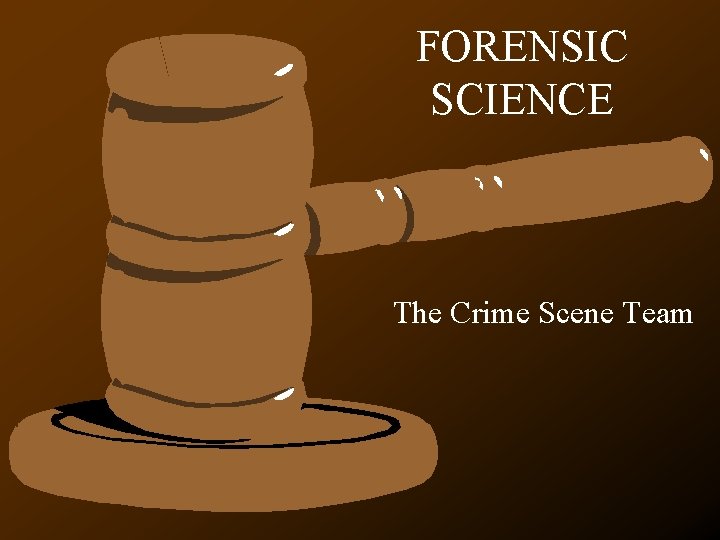 FORENSIC SCIENCE The Crime Scene Team 