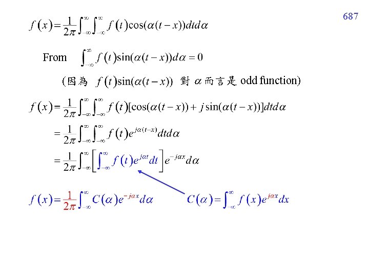 687 From (因為 對 而言是 odd function) 