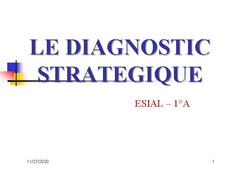 LE DIAGNOSTIC STRATEGIQUE ESIAL – 1°A 11/27/2020 1 