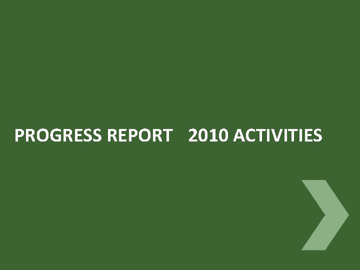 PROGRESS REPORT 2010 ACTIVITIES 