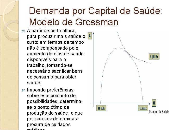 Demanda por Capital de Saúde: Modelo de Grossman A partir de certa altura, para