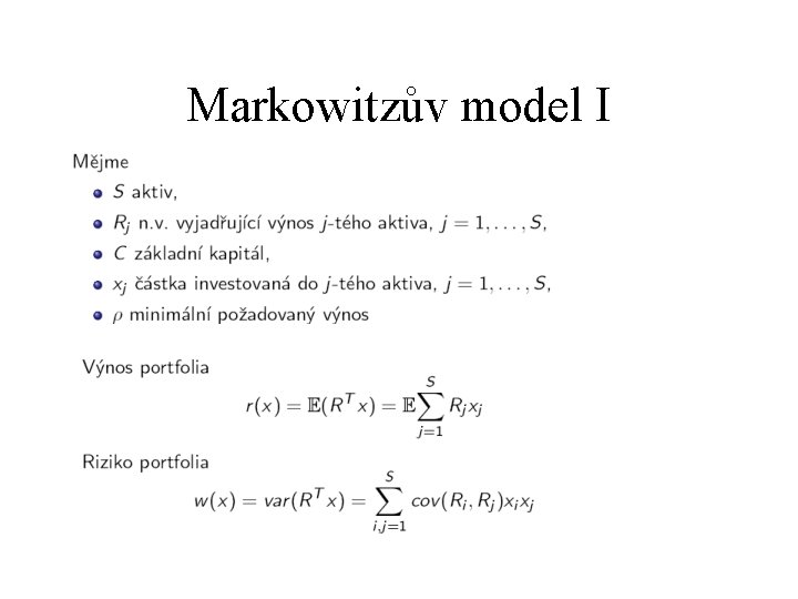 Markowitzův model I 