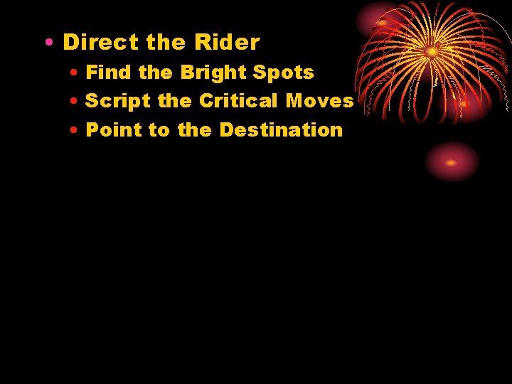  • Direct the Rider • Find the Bright Spots • Script the Critical