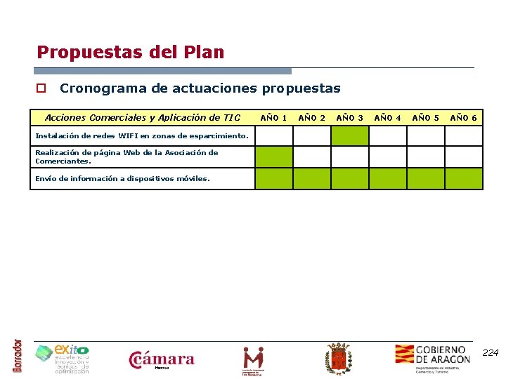 Propuestas del Plan o Cronograma de actuaciones propuestas Acciones Comerciales y Aplicación de TIC