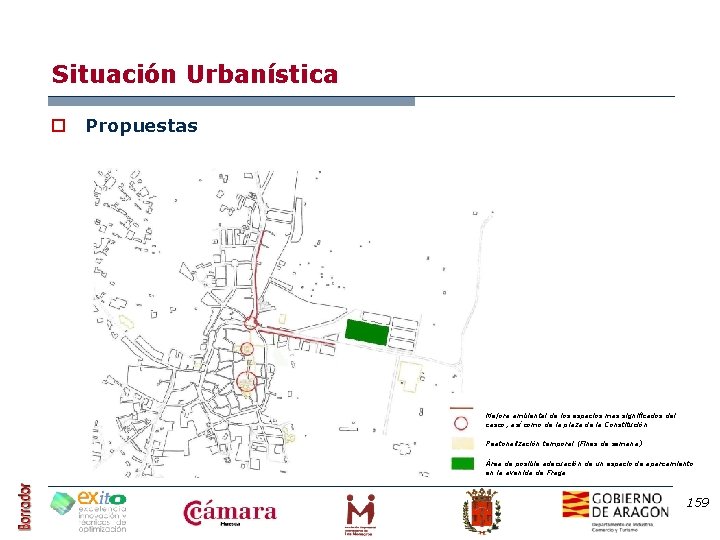 Situación Urbanística o Propuestas Mejora ambiental de los espacios mas significados del casco; así