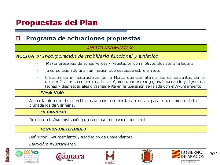 Propuestas del Plan o Programa de actuaciones propuestas ÁMBITO URBANISTICO ACCION 3: Incorporación de