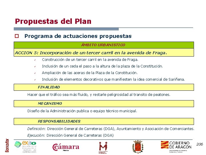 Propuestas del Plan o Programa de actuaciones propuestas ÁMBITO URBANISTICO ACCION 5: Incorporación de