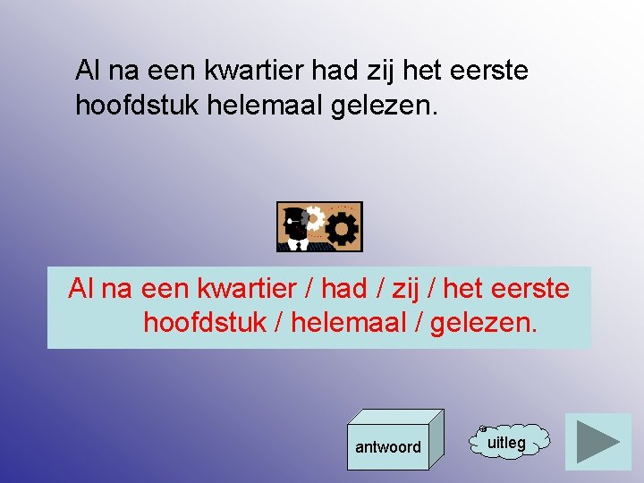 Al na een kwartier had zij het eerste hoofdstuk helemaal gelezen. Al na een