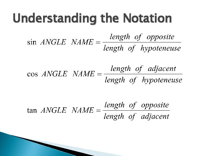 Understanding the Notation Understanding the Notation