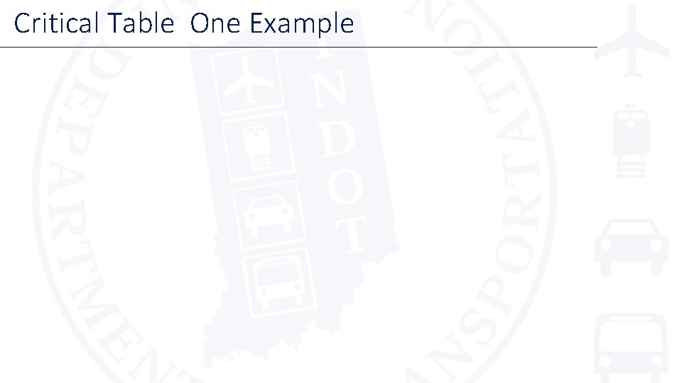 Critical Table One Example 