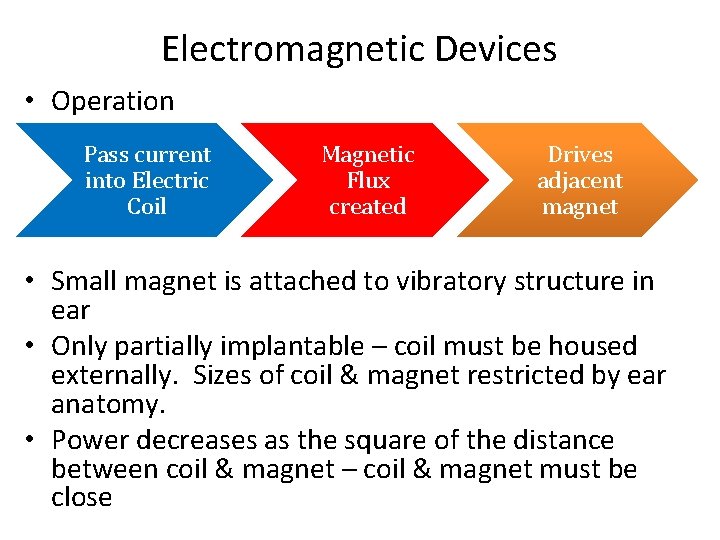 Electromagnetic Devices • Operation Pass current into Electric Coil Magnetic Flux created Drives adjacent Electromagnetic Devices • Operation Pass current into Electric Coil Magnetic Flux created Drives adjacent