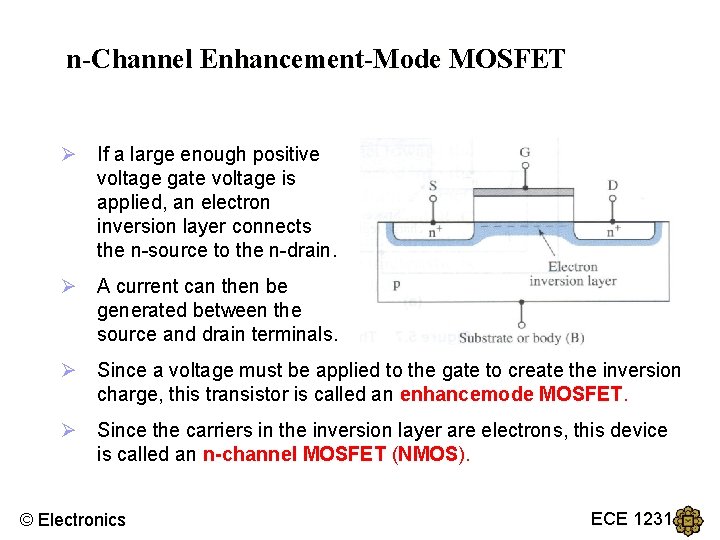 n-Channel Enhancement-Mode MOSFET Ø If a large enough positive voltage gate voltage is applied,