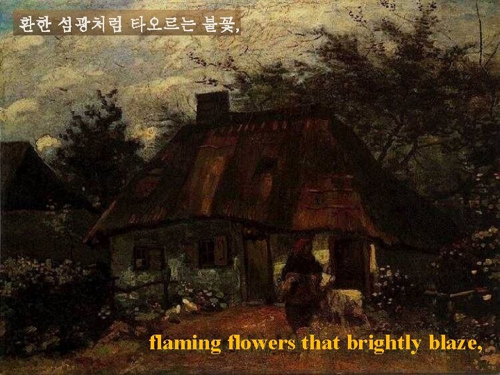 환한 섬광처럼 타오르는 불꽃, flaming flowers that brightly blaze, 