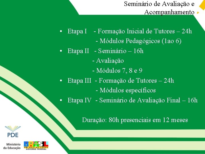 Seminário de Avaliação e Acompanhamento • Etapa I - Formação Inicial de Tutores –