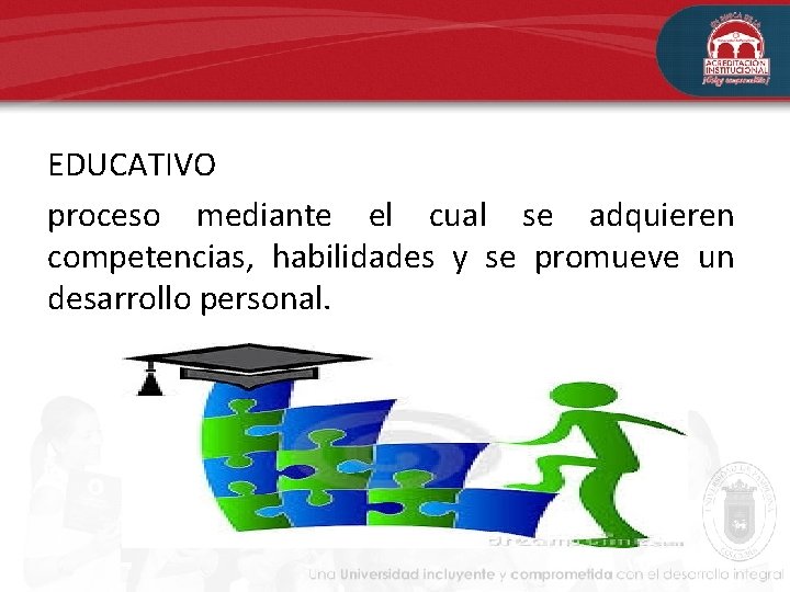 EDUCATIVO proceso mediante el cual se adquieren competencias, habilidades y se promueve un desarrollo EDUCATIVO proceso mediante el cual se adquieren competencias, habilidades y se promueve un desarrollo
