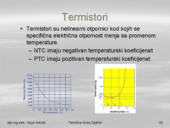 Termistori § Termistori su nelinearni otpornici kod kojih se specifična električna otpornost menja sa