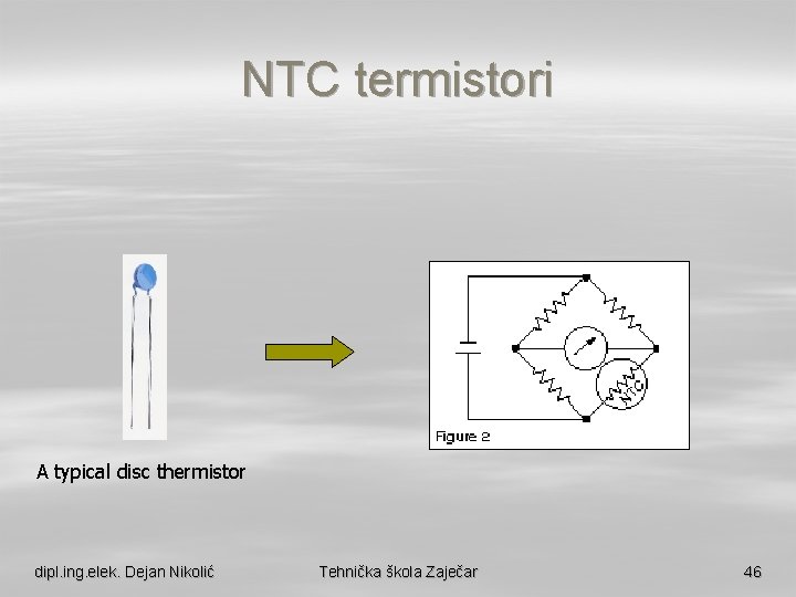 NTC termistori A typical disc thermistor dipl. ing. elek. Dejan Nikolić Tehnička škola Zaječar