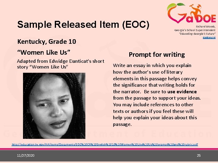 Sample Released Item (EOC) Kentucky, Grade 10 “Women Like Us” Adapted from Edwidge Danticat’s