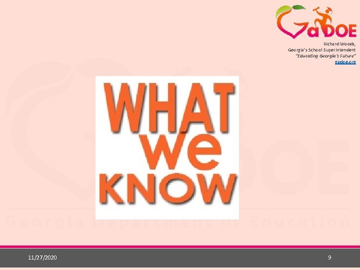 Richard Woods, Georgia’s School Superintendent “Educating Georgia’s Future” gadoe. org 11/27/2020 9 