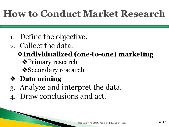 How to Conduct Market Research 1. Define the objective. 2. Collect the data. v.