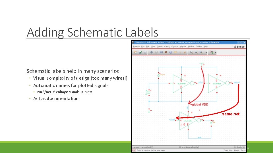 Adding Schematic Labels Schematic labels help in many scenarios ◦ Visual complexity of design