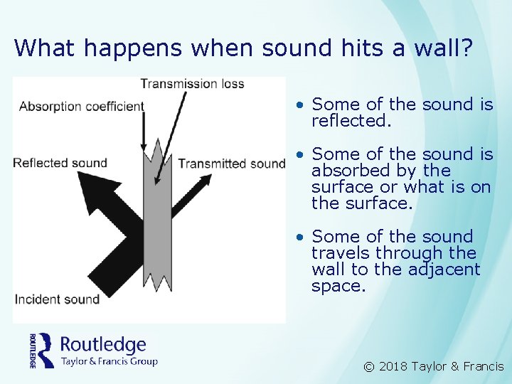 What happens when sound hits a wall? • Some of the sound is reflected.