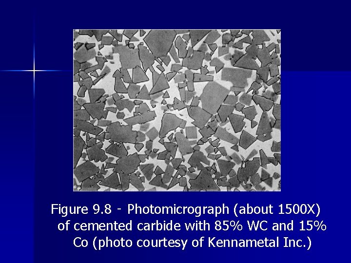 Figure 9. 8 ‑ Photomicrograph (about 1500 X) of cemented carbide with 85% WC