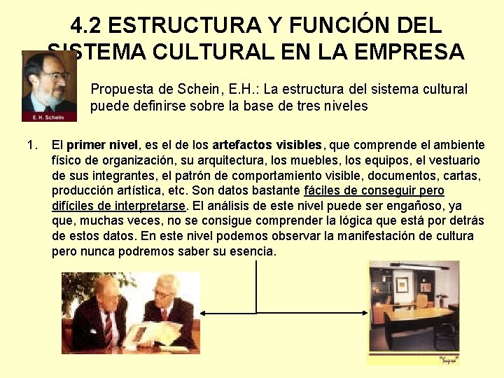 4. 2 ESTRUCTURA Y FUNCIÓN DEL SISTEMA CULTURAL EN LA EMPRESA Propuesta de Schein,