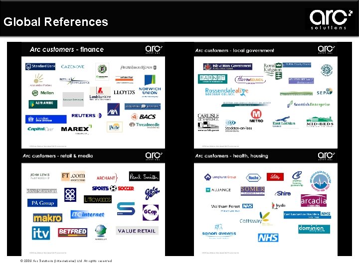 Global References © 2009 Arc Solutions (International) Ltd. All rights reserved. 