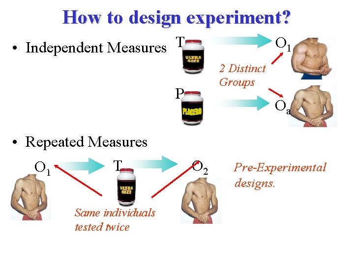 How to design experiment? • Independent Measures T O 1 Distinct – Individual scores