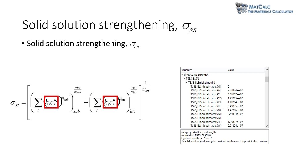 Solid solution strengthening, ss • Solid solution strengthening, ss Solid solution strengthening, ss • Solid solution strengthening, ss