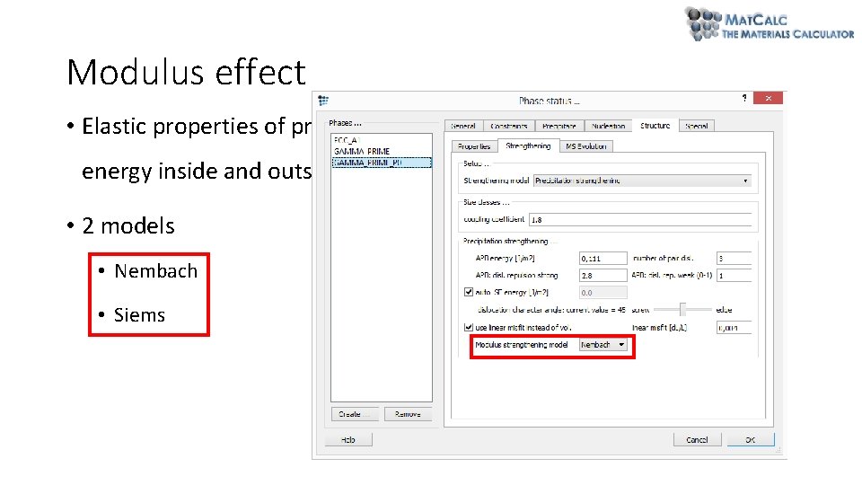 Modulus effect • Elastic properties of precipitate and matrix differ dislocation energy inside and Modulus effect • Elastic properties of precipitate and matrix differ dislocation energy inside and