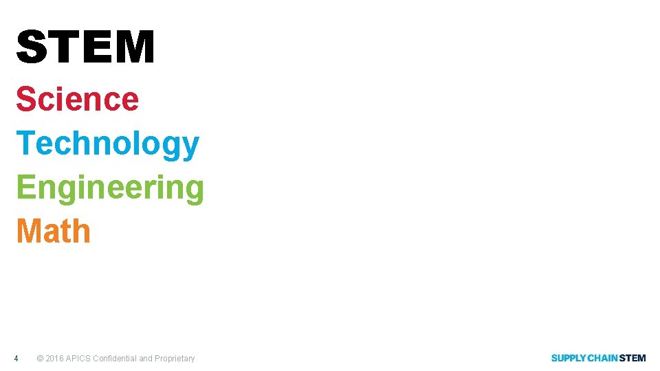 STEM Science Technology Engineering Math 4 © 2016 APICS Confidential and Proprietary 