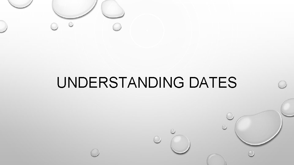 UNDERSTANDING DATES 