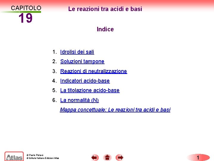 CAPITOLO Le reazioni tra acidi e basi 19 Indice 1. Idrolisi dei sali 2.