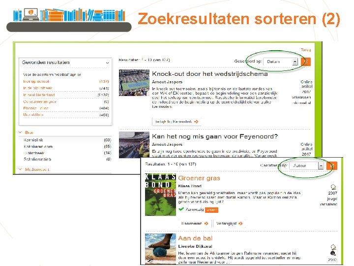 Zoekresultaten sorteren (2) 