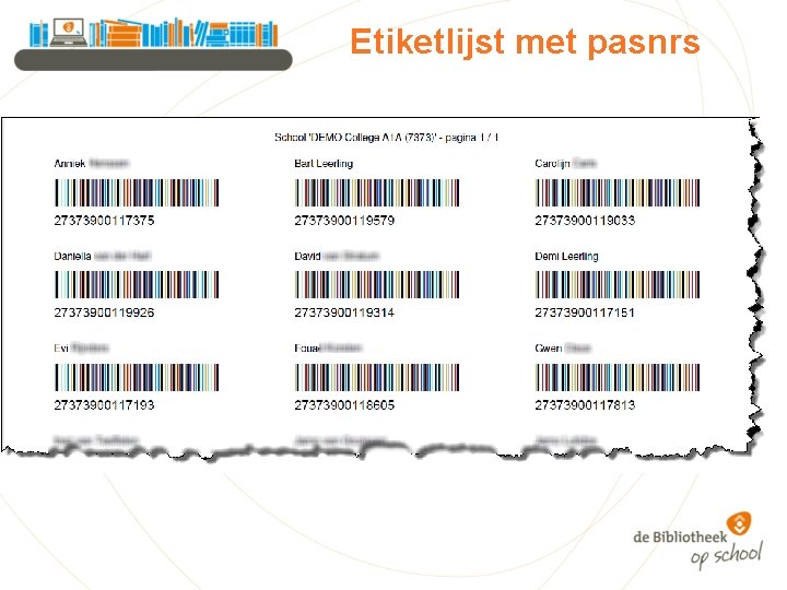 Etiketlijst met pasnrs 