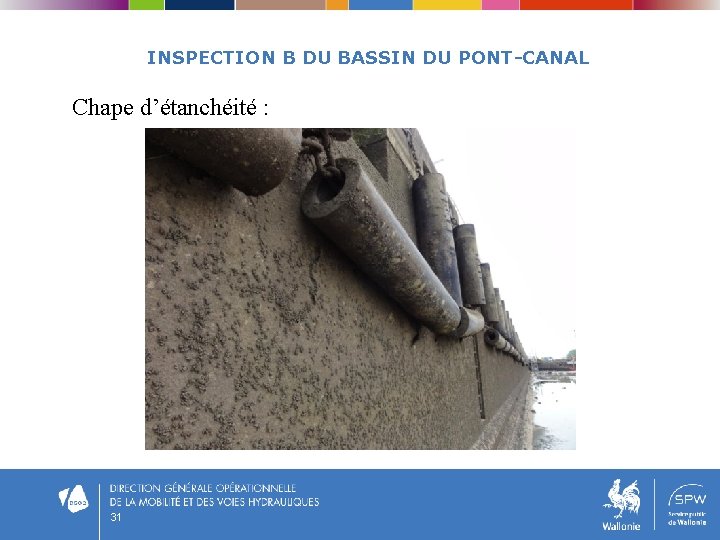 INSPECTION B DU BASSIN DU PONT-CANAL Chape d’étanchéité : 31 