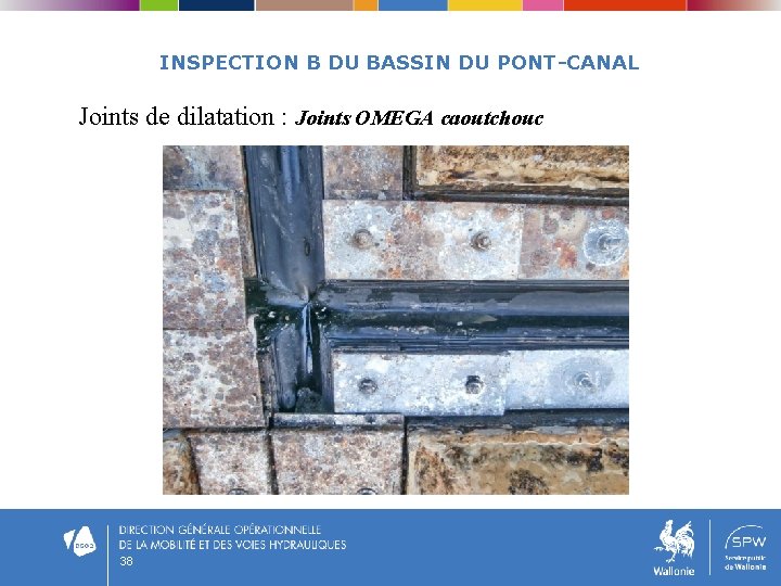 INSPECTION B DU BASSIN DU PONT-CANAL Joints de dilatation : Joints OMEGA caoutchouc 38