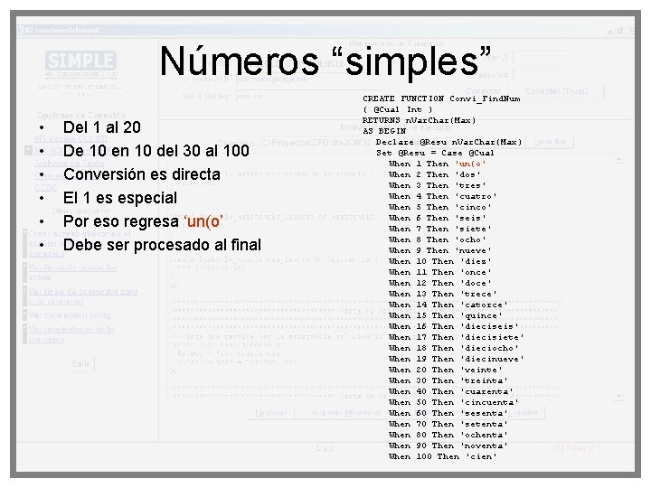 Números “simples” • • • Del 1 al 20 De 10 en 10 del