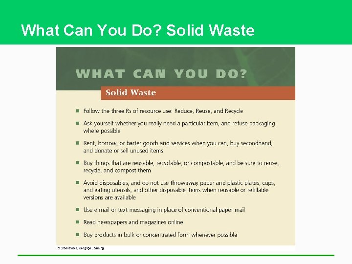What Can You Do? Solid Waste 