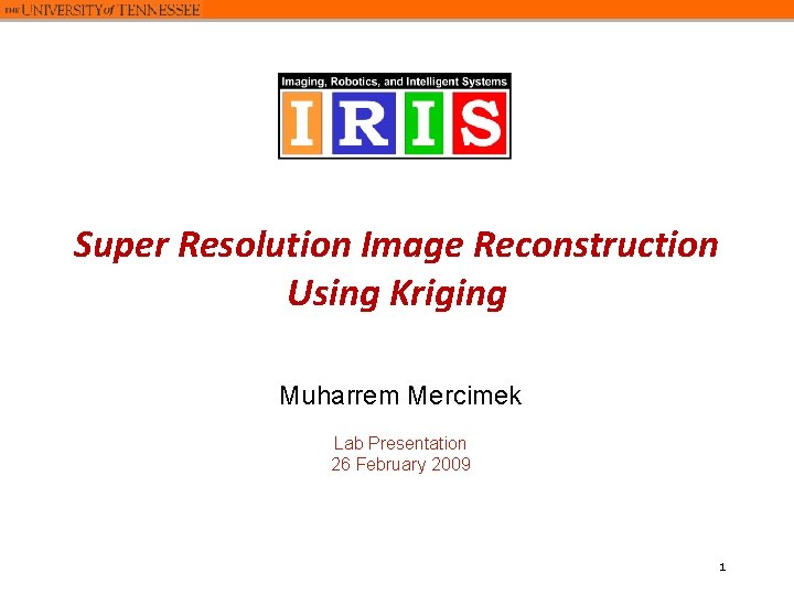 Super Resolution Image Reconstruction Using Kriging Muharrem Mercimek