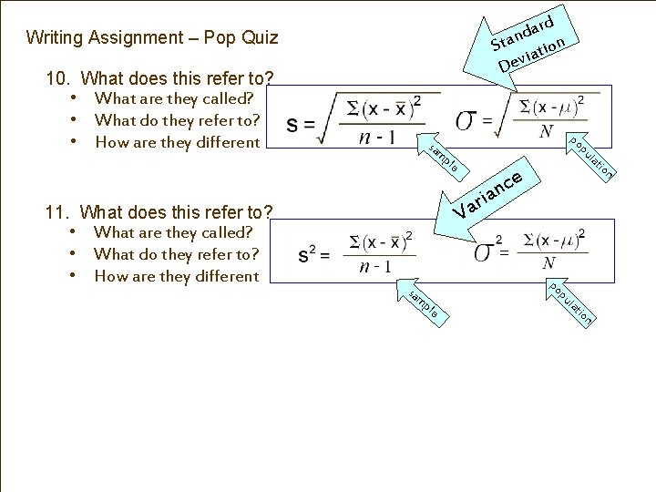 rd a d n Sta ation i v e D Writing Assignment – Pop