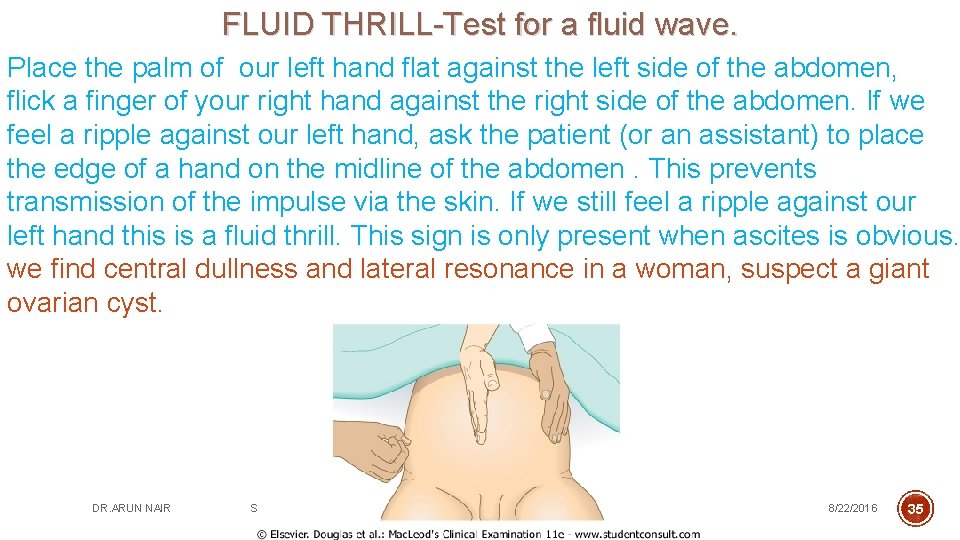 FLUID THRILL-Test for a fluid wave. Place the palm of our left hand flat
