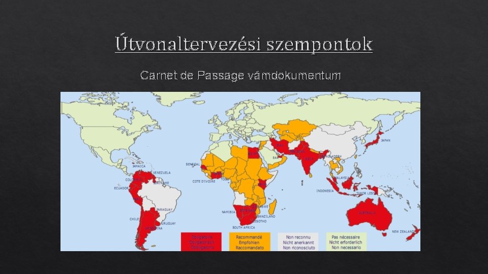 Útvonaltervezési szempontok Carnet de Passage vámdokumentum 