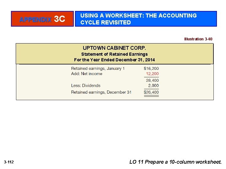 APPENDIX 3 C USING A WORKSHEET: THE ACCOUNTING CYCLE REVISITED Illustration 3 -40 UPTOWN