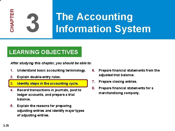 3 The Accounting Information System LEARNING OBJECTIVES After studying this chapter, you should be