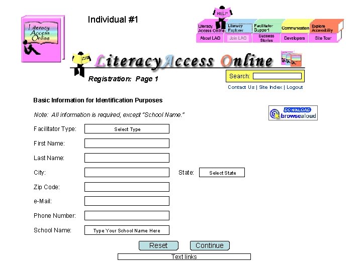 Individual #1 Search: Registration: Page 1 Contact Us | Site Index | Logout Basic Individual #1 Search: Registration: Page 1 Contact Us | Site Index | Logout Basic